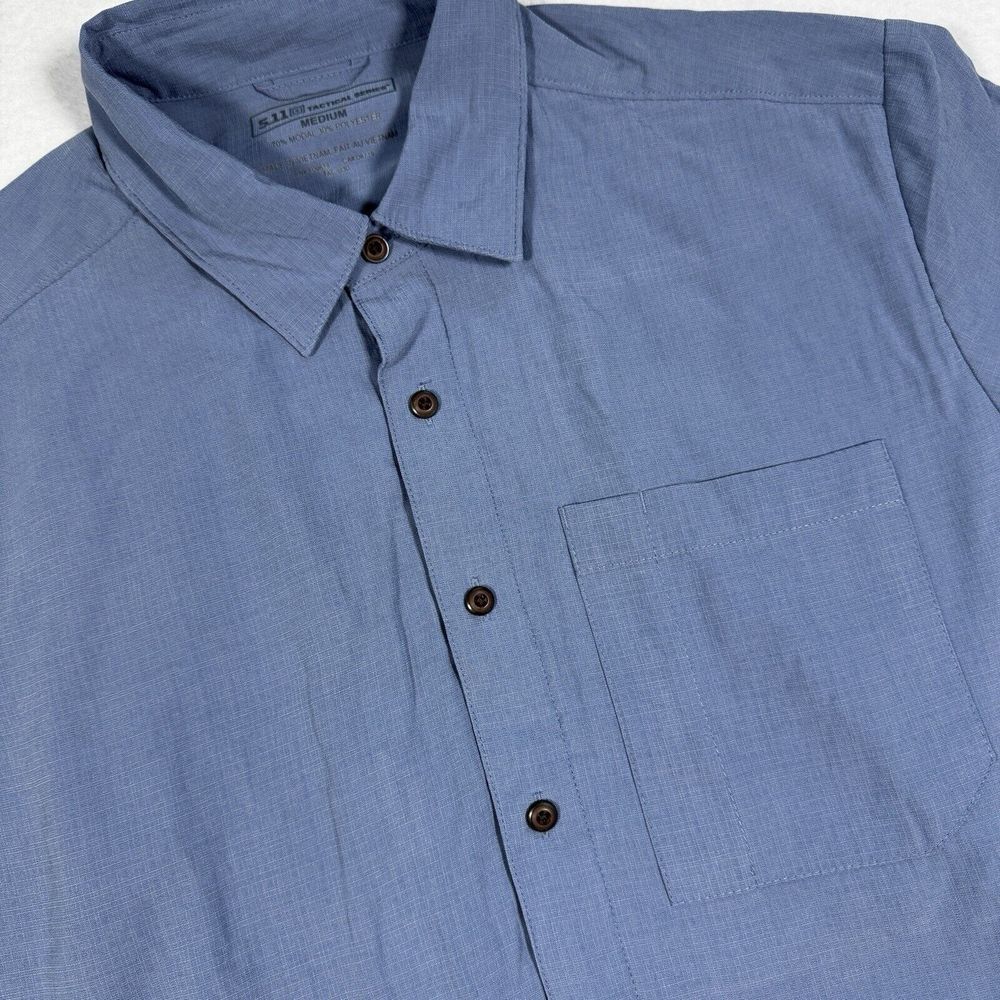5.11 Tactical Series Shirt Men's M Blue Short Sleeve Modal‎ Blend Button Up